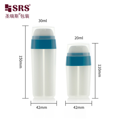 PA214 20ml 30ml Forma ovale doppio tubo di plastica PP PCR pompa di lozione senza aria Bottiglia di design unico Materiale durevole