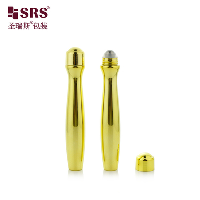 SRS8447-15ML Oro lucido metallizzato vuoto PETG Plastic Roll On Bottle For Eye Gel Waist Form
