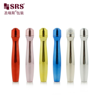 SRS8447-15ML Rollo di plastica PETG metallizzato lucido su bottiglia per massaggi con gel per gli occhi Imballaggio cosmetico