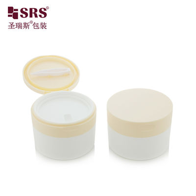 SRS1 120g 150g Custom Light Warm White PP PCR Recycled Body Scrub Cream Jar Container Con Cucchiaio