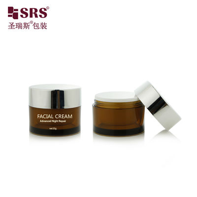 J0210B 30g 50g Contenitore rotondo in plastica a doppia parete trasparente verniciato a colori personalizzati per crema viso