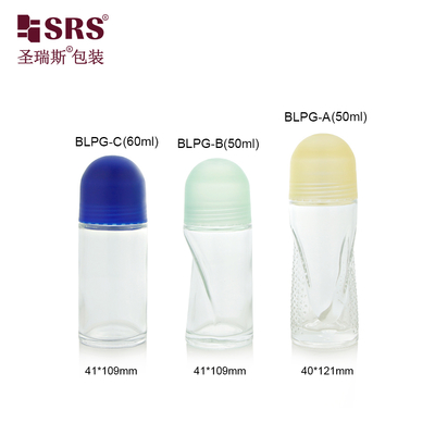 BLPG 50ml 60ml Bottiglia Roll-on in Vetro Vuota dalla Forma Unica per Deodorante Corpo Gel Antitraspirante Packaging