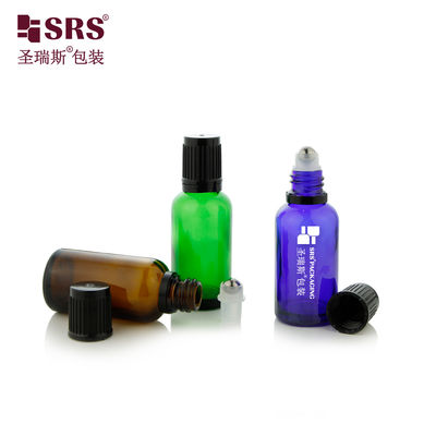 Flacone in vetro ambrato verde rotondo BLPF 5ml 10ml 15ml 20ml 30ml 50ml 100ml con sfera a rullo in acciaio per olio essenziale