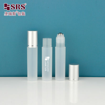 Flacone rotondo in PP semitrasparente opaco trasparente RPA-10ML con sfera massaggiante in metallo e tappo in alluminio per siero per capelli