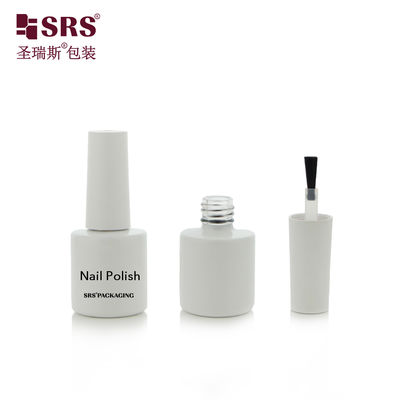 DH-9A 8ML White Painted Glass Round Bottle With Brush For Nail Polish Remover Gel