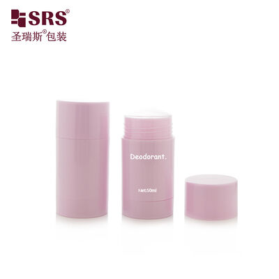 D042 50ML Contenitore per stick deodorante in plastica rotondo di colore rosa personalizzato, riempimento dal basso