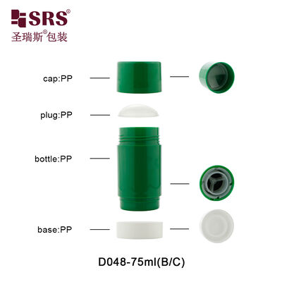 D048 Contenitore per iniezioni di colore verde su misura di plastica in PP PCR Deodorante Stick Wholesale Luxury Cosmetic Packaging