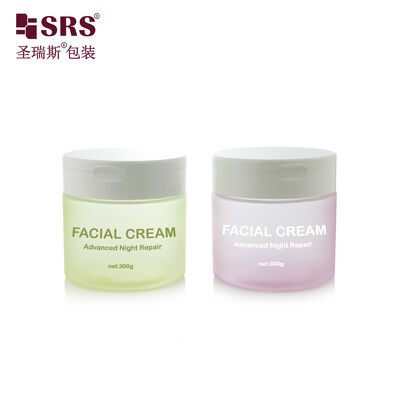 PET007 200g 250g 300g Bottiglia di plastica di crema PET con tappo flessibile per lo scrub del corpo Toner Pad Wirh Spoon