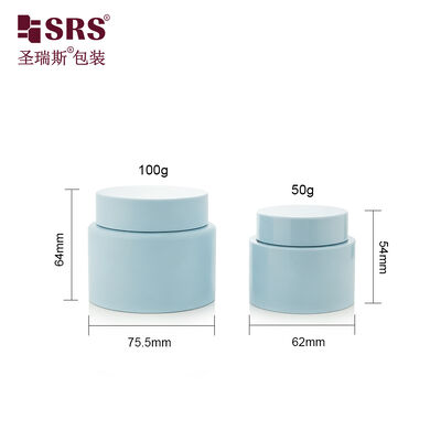 SRSJL 50g 100g Vaso per crema in PP vuoto blu opaco verniciato Personalizzazione Contenitore per barattoli di scrub corpo