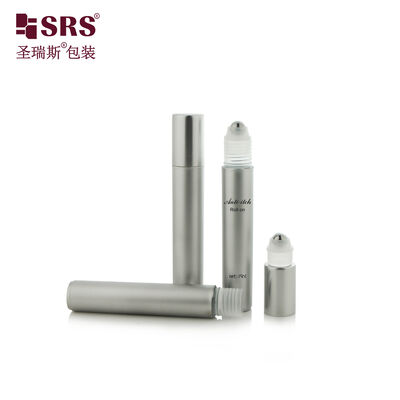 RPA 15ML Flacone in PP Argento Metallizzato con Sfera in Acciaio e Tappo in Alluminio Applicatore Cosmetico