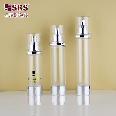 Clear AS Airless Pump Bottle 15ml to 120ml Cosmetic Vacuum Bottle for Serum
