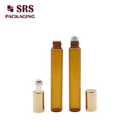 10 ml di lusso di parete sottile tascabile dimensioni di viaggio olio essenziale giallo ambra bottiglia a rulli