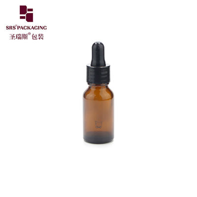 colore ambra vetro vuoto olio di siero per la cura della pelle in magazzino bottiglia gocciolante 15ml