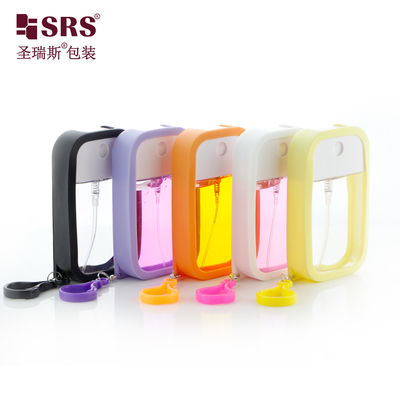 SRS Riempitibile Perfume vuoto Custom Silicone Cover Con Hook Spray Bottiglia 50ml