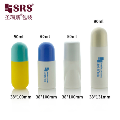 50ml 60ml 90ml Large Size PP PCR Colore personalizzato Riciclato Eco-Friendly Roll On Deodorant Bottle