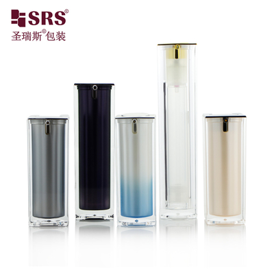 15ml 30ml 50ml Luxury Custom Color Acrilico vuoto senza aria Pompa Bottiglia Quadrata