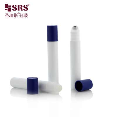 Iniezione Colore Bianco Cuoio rotondo Per la cura degli occhi Siero di plastica vuoto Bottiglia a rotolo da 15 ml