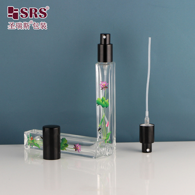 Forma quadrata vetro trasparente vuoto pompa a spruzzo di lusso profumo atomizzatore 10 ml